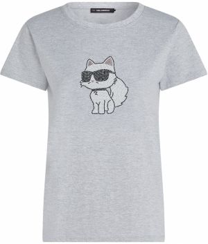 Karl Lagerfeld Tričko  sivá melírovaná / ružová / čierna / biela