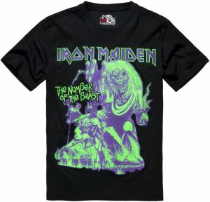 Brandit Tričko 'Iron Maiden'  limetová / svetlofialová / čierna
