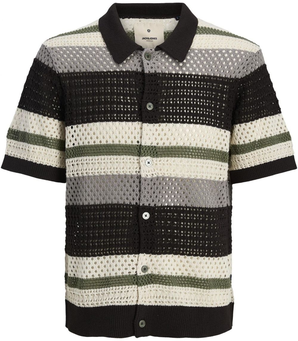 Jack & Jones Premium Kardigán 'JPRBluwilmer'  sivá / olivová / čierna / prírodná biela