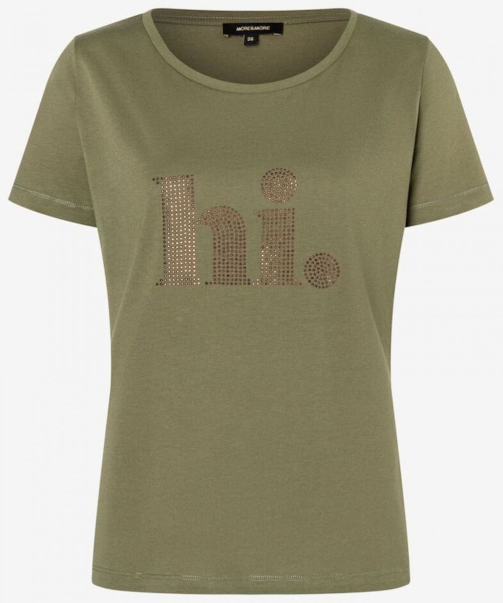 MORE & MORE Tričko 'Hi'  zlatá / zelená