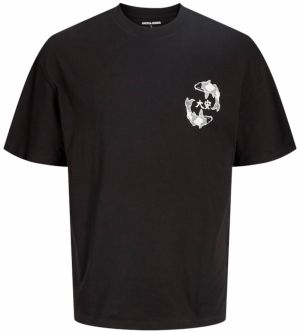 JACK & JONES Tričko 'JJTUNE'  čierna / biela