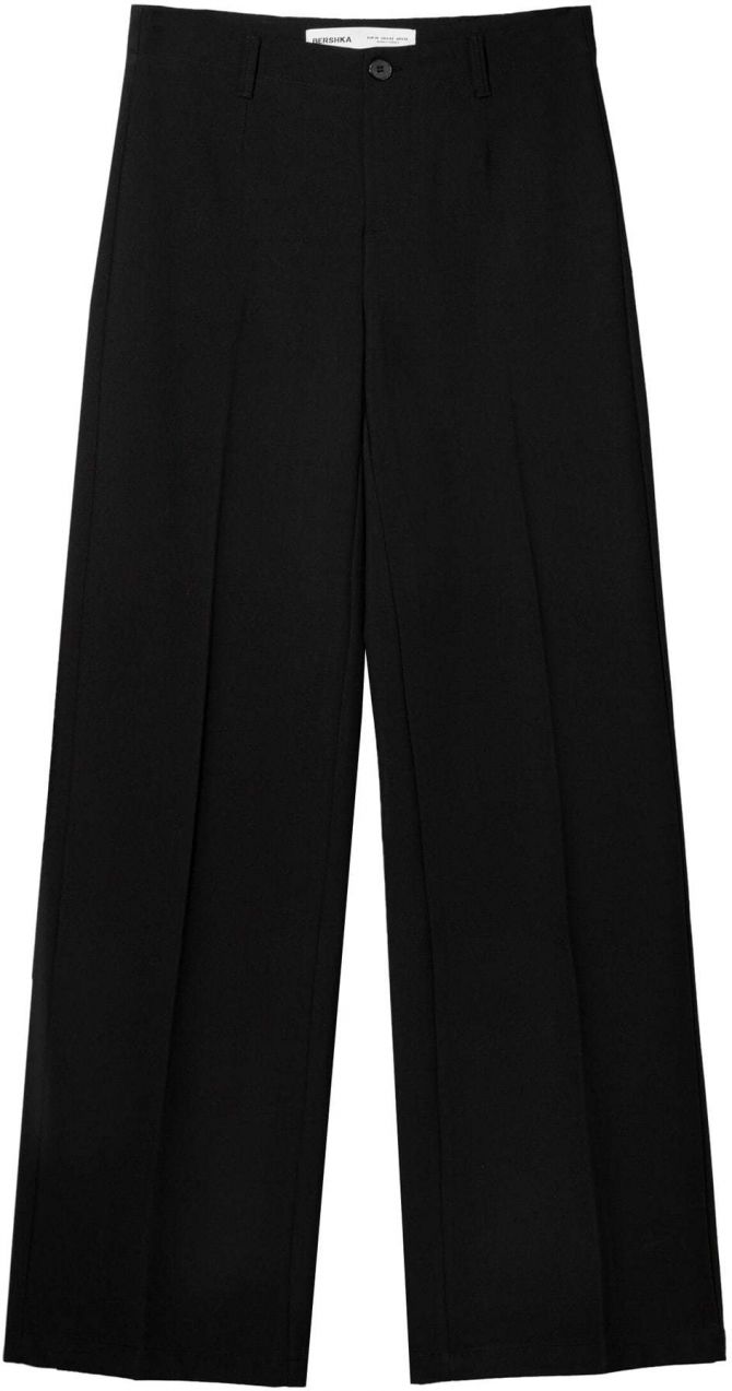 Bershka Plisované nohavice  čierna