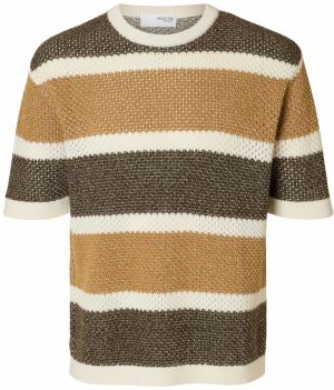 SELECTED HOMME Sveter 'SLHGINGER'  krémová / čokoládová / sépiová