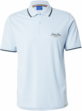 JACK & JONES Tričko 'JORTEN'  modrá melírovaná / tmavozelená / oranžová