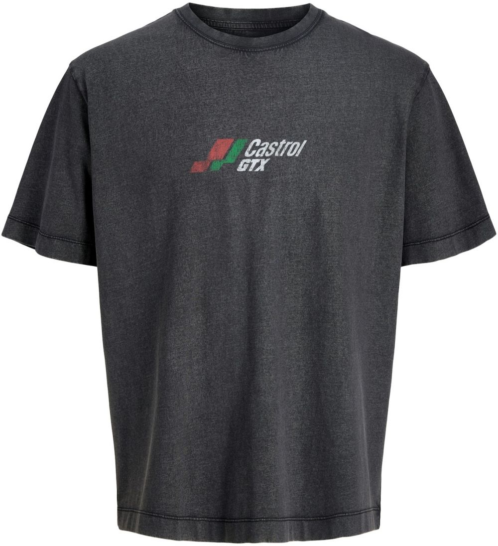 JACK & JONES Tričko 'JJCASTROL'  zelená / brusnicová / čierna / šedobiela