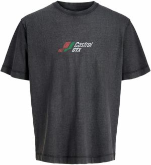 JACK & JONES Tričko 'JJCASTROL'  zelená / brusnicová / čierna / šedobiela