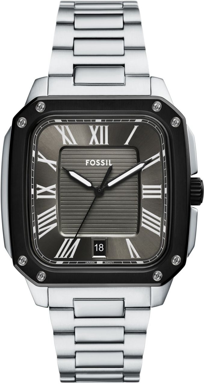 FOSSIL Analógové hodinky  čierna / strieborná / biela