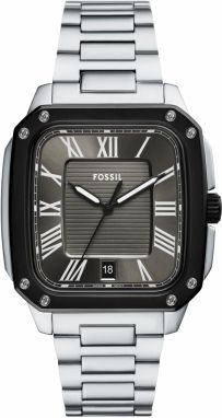 FOSSIL Analógové hodinky  čierna / strieborná / biela