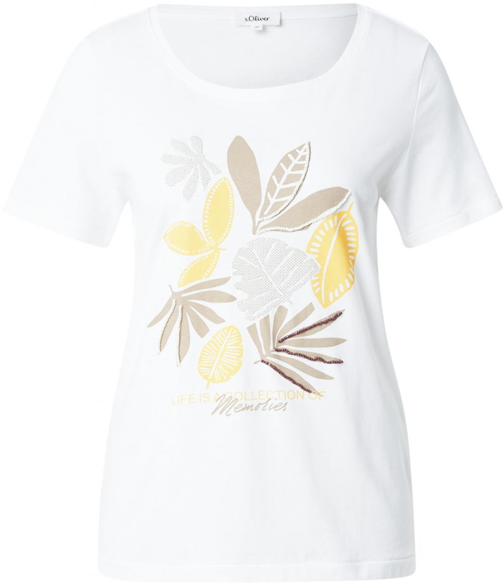 s.Oliver Tričko  hnedá / žltá / svetlosivá / biela
