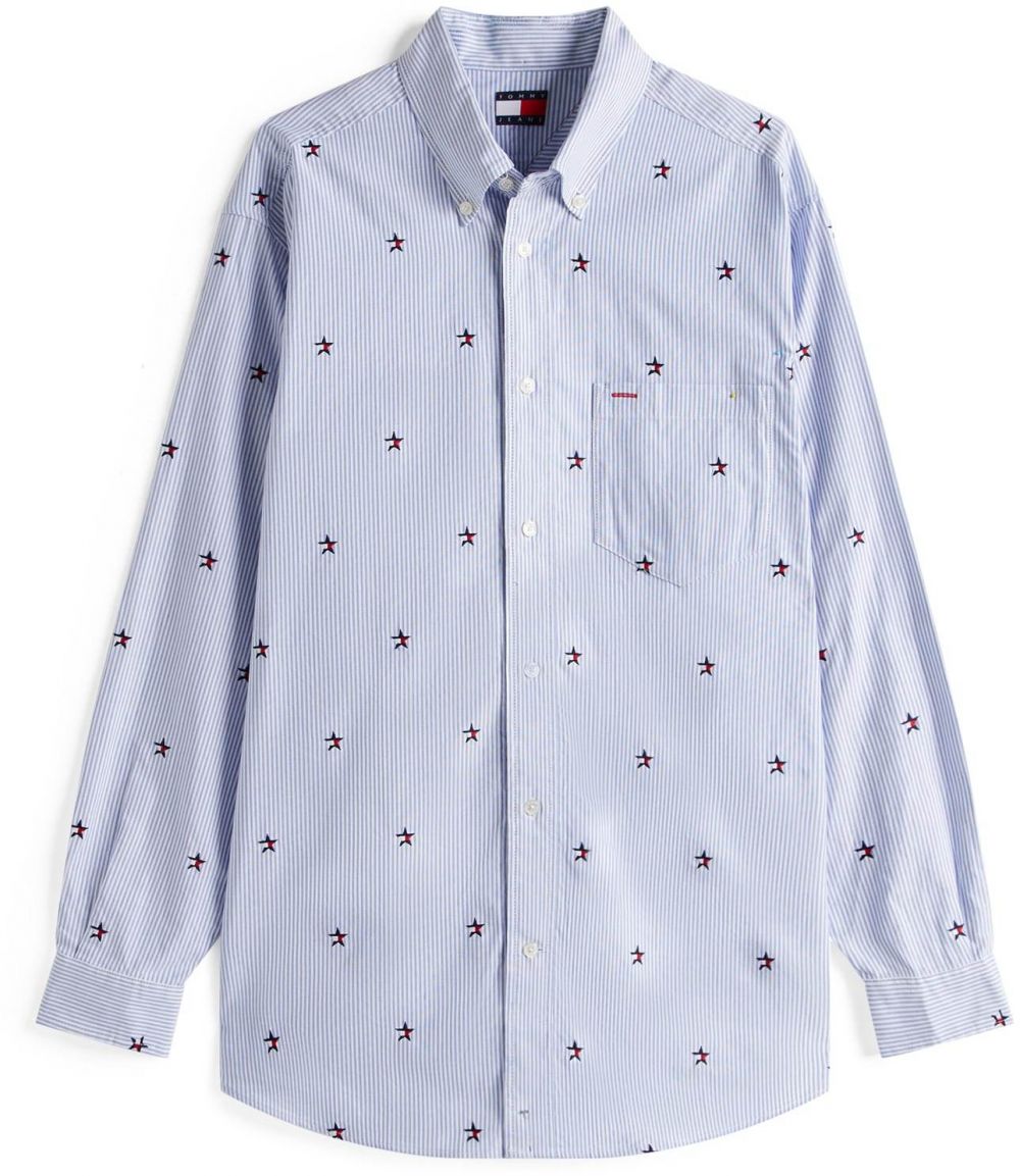 Tommy Jeans Blúzka  námornícka modrá / modrosivá / červená / biela