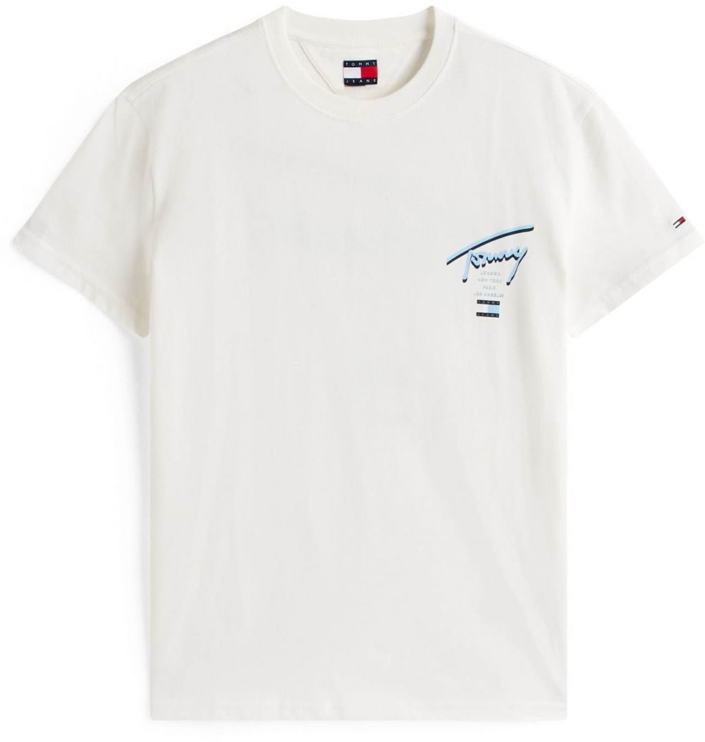 Tommy Jeans Tričko  svetlomodrá / tmavomodrá / biela