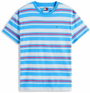 Tommy Jeans Tričko  modrosivá / svetlomodrá / ružová / biela