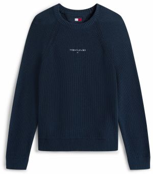 Tommy Jeans Sveter  námornícka modrá / biela