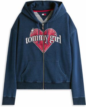 Tommy Jeans Tepláková bunda  námornícka modrá / purpurová / biela