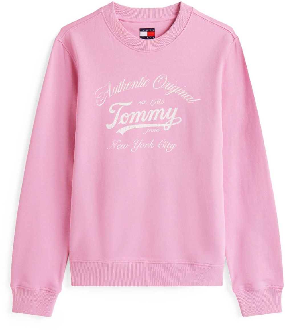 Tommy Jeans Mikina 'ESSENTIAL'  ružová / biela