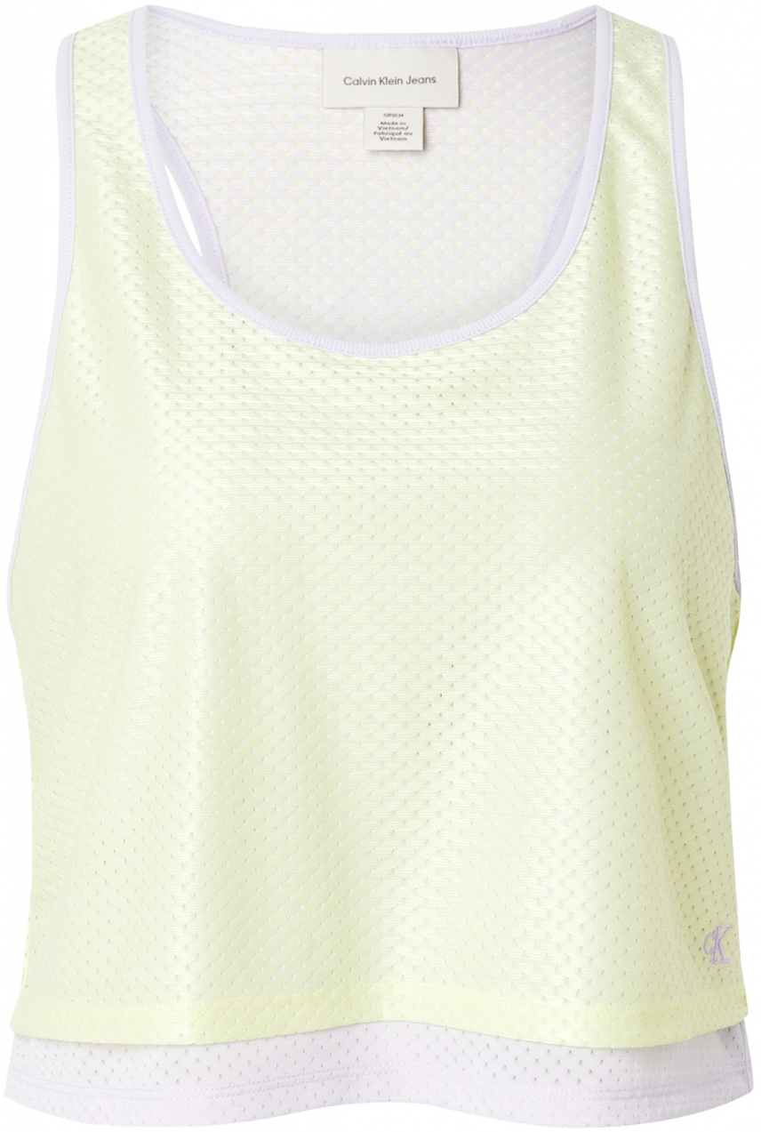 Calvin Klein Jeans Top 'PRIDE'  pastelovo zelená / biela