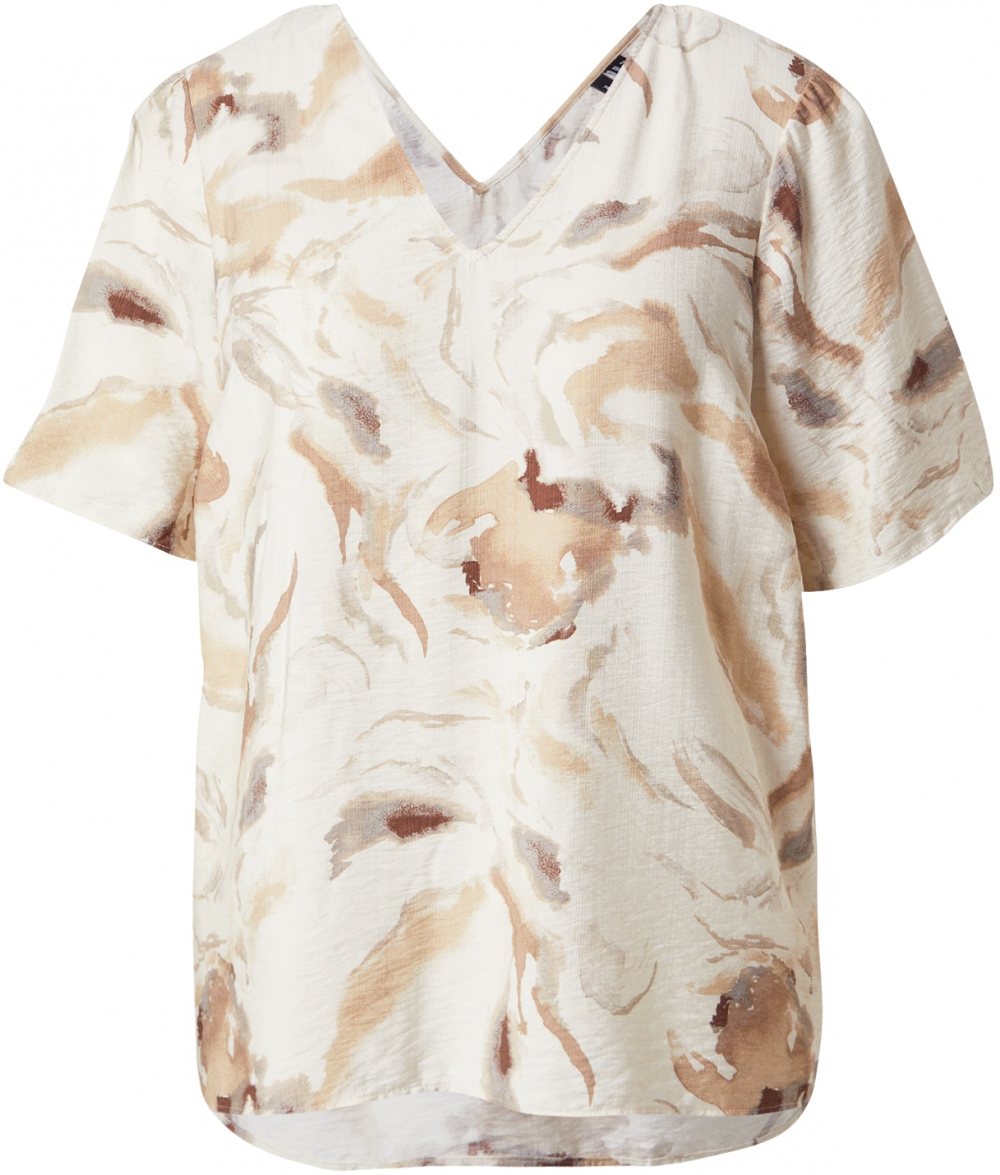 Vero Moda Curve Blúzka 'VMCCille'  nebielená / svetlobéžová / hnedá / biela