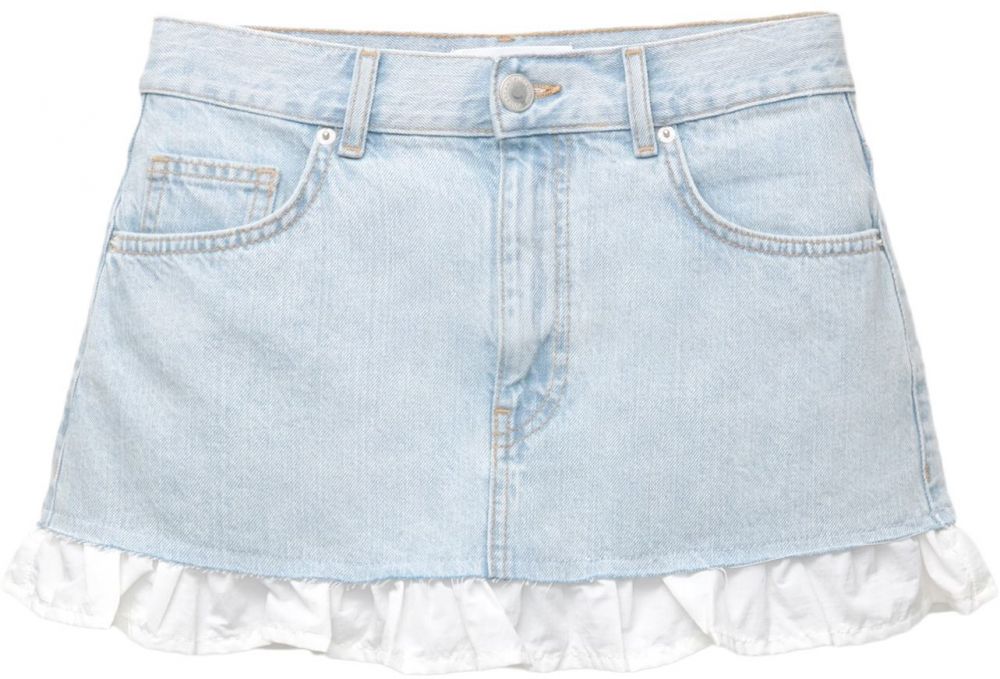 Pull&Bear Sukňa  modrá denim / šedobiela