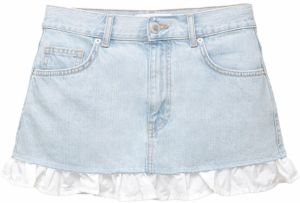 Pull&Bear Sukňa  modrá denim / šedobiela