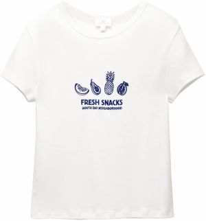Pull&Bear Tričko 'PACIFIC FRUTAS'  námornícka modrá / biela