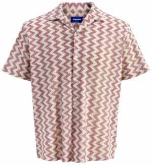 JACK & JONES Košeľa 'JORSummer Luke'  nebielená / bordová