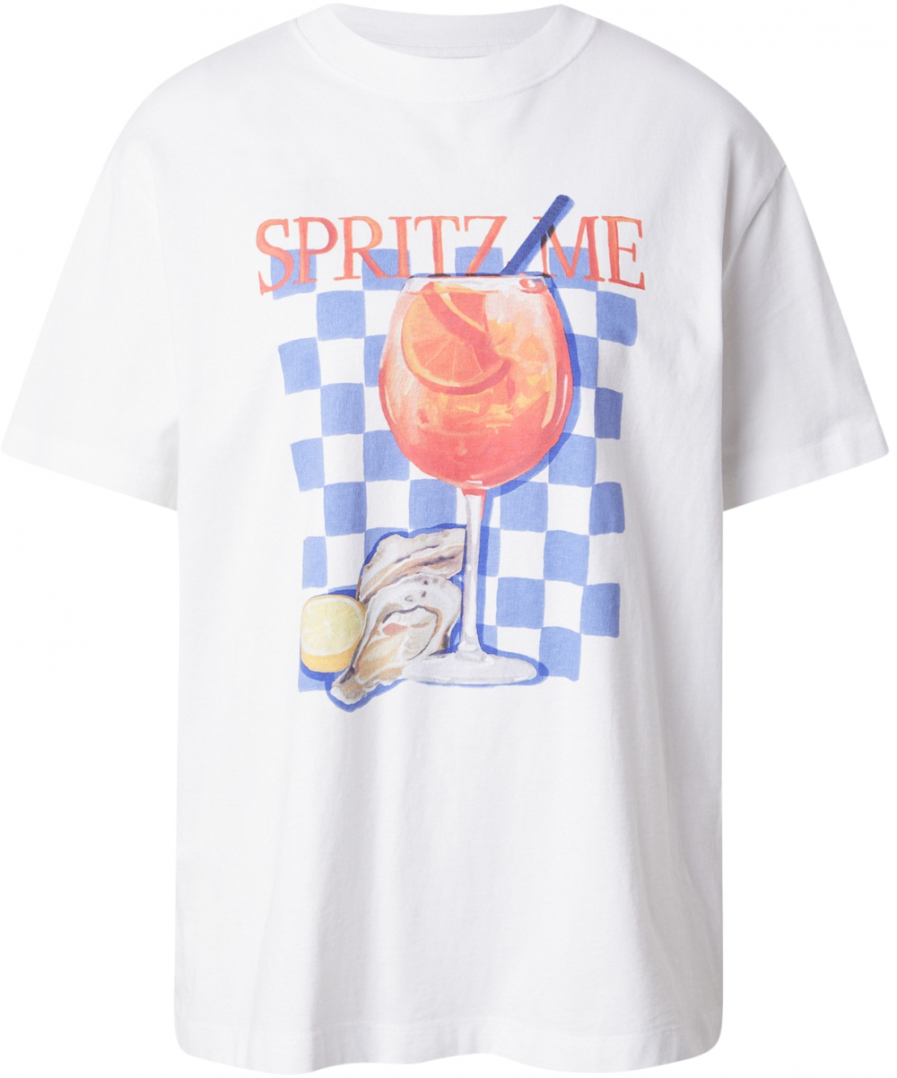 Abercrombie & Fitch Tričko 'SPRITZ ME'  azúrová / oranžová / lososová / biela
