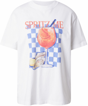 Abercrombie & Fitch Tričko 'SPRITZ ME'  azúrová / oranžová / lososová / biela