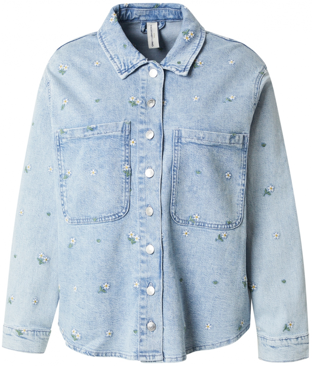 ONLY Carmakoma Blúzka 'CARCASSIE'  modrá denim / karí / zelená / biela