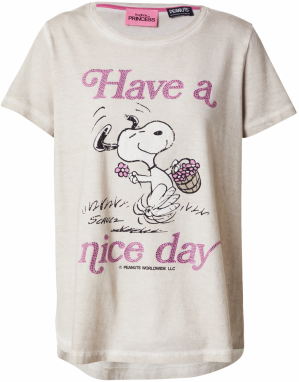 Frogbox Tričko 'Snoopy Nice Day'  béžová / tmavobéžová / svetlofialová / čierna