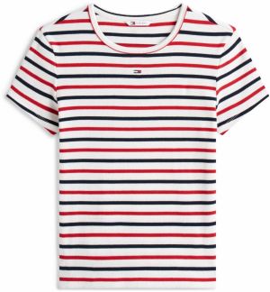 Tommy Jeans Tričko 'ESSENTIAL'  červená / čierna / biela
