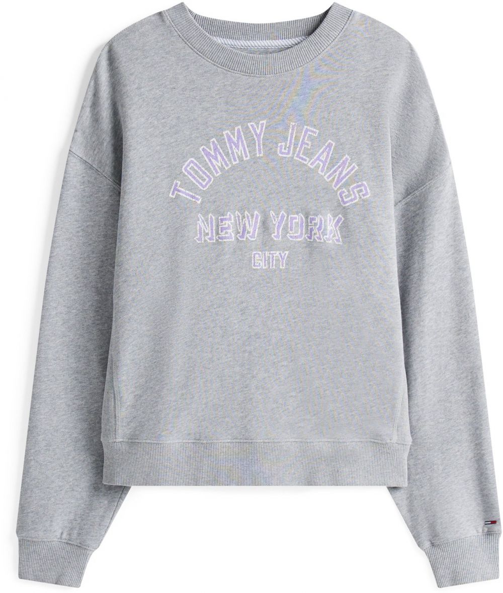 Tommy Jeans Mikina  sivá melírovaná / svetlofialová / biela