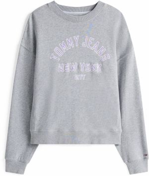 Tommy Jeans Mikina  sivá melírovaná / svetlofialová / biela