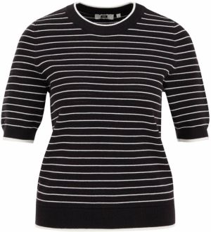 WE Fashion Vyšívaný top  čierna / biela