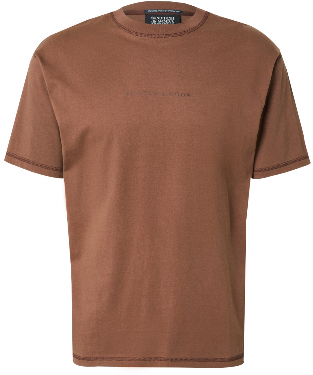 SCOTCH & SODA Tričko 'Seasonal Core'  hnedá / čokoládová