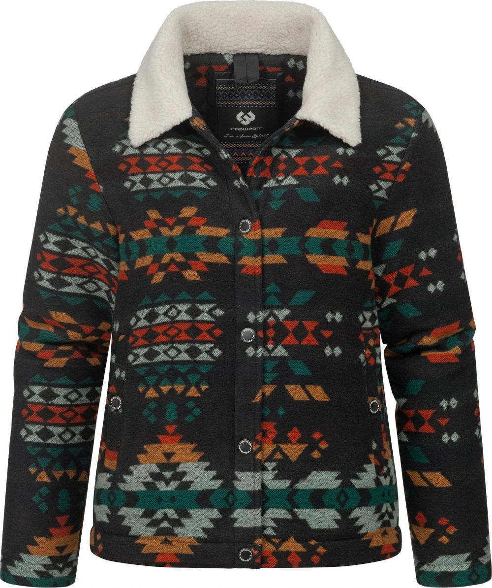 Ragwear Prechodná bunda 'Walinea Ikat'  tmavozelená / tmavooranžová / červená