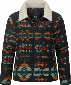Ragwear Prechodná bunda 'Walinea Ikat'  tmavozelená / tmavooranžová / červená