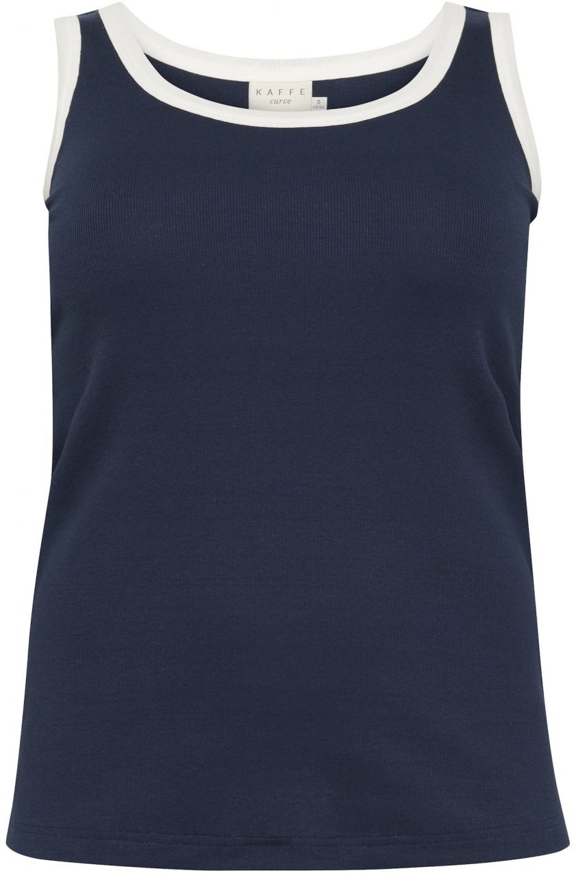 KAFFE CURVE Top 'KCcarina'  námornícka modrá / biela