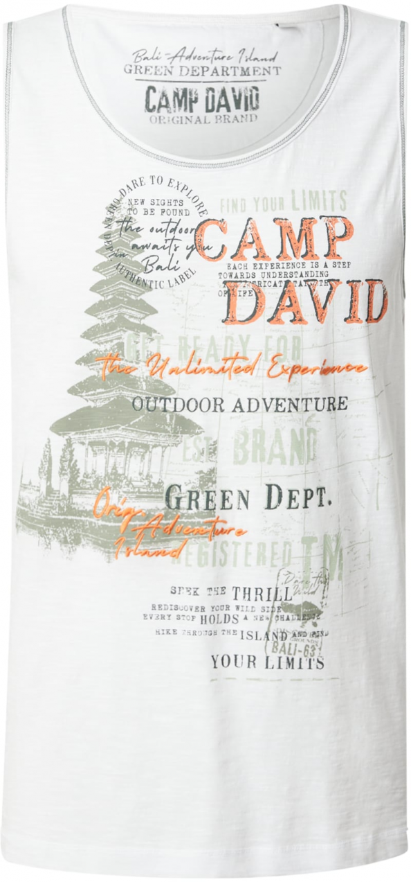 CAMP DAVID Tričko  zelená / oranžová / biela
