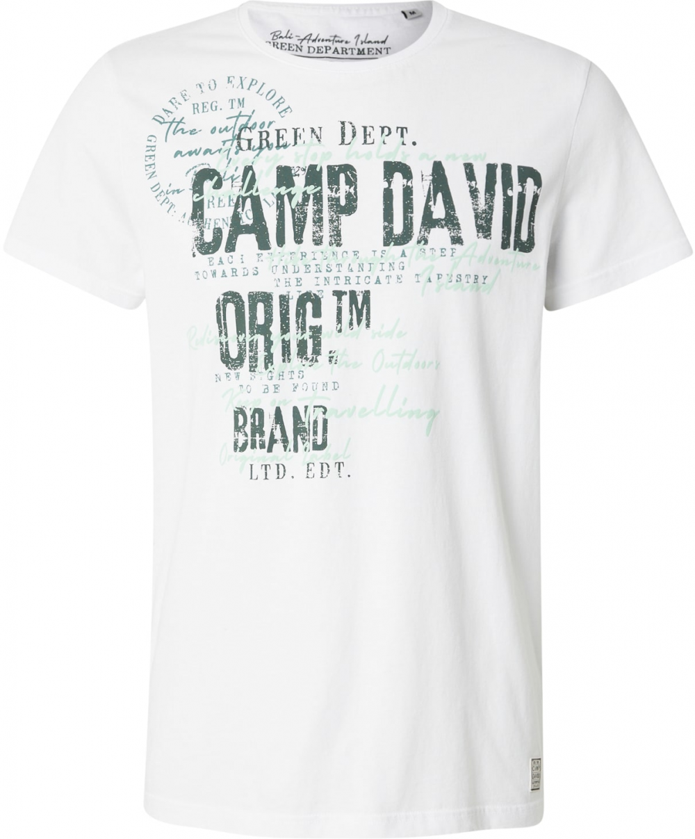 CAMP DAVID Tričko  jedľová / biela