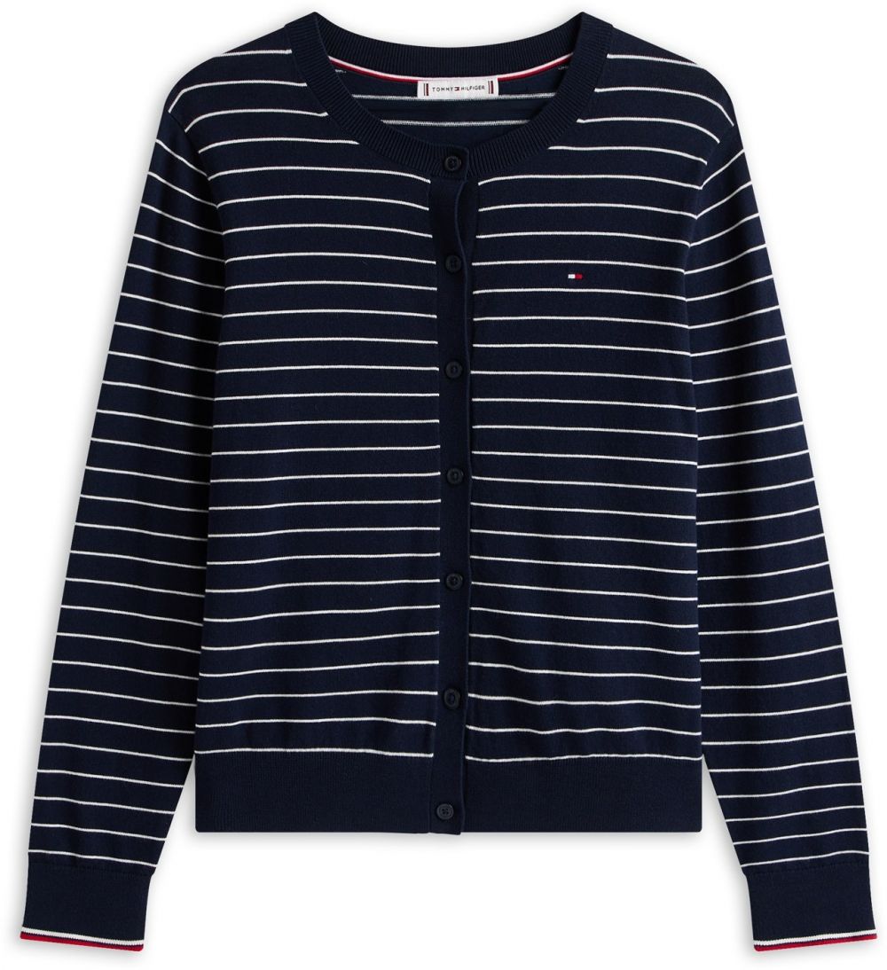 TOMMY HILFIGER Kardigán  tmavomodrá / biela