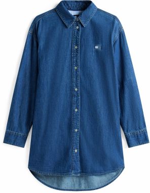 Tommy Jeans Košeľové šaty  modrá denim