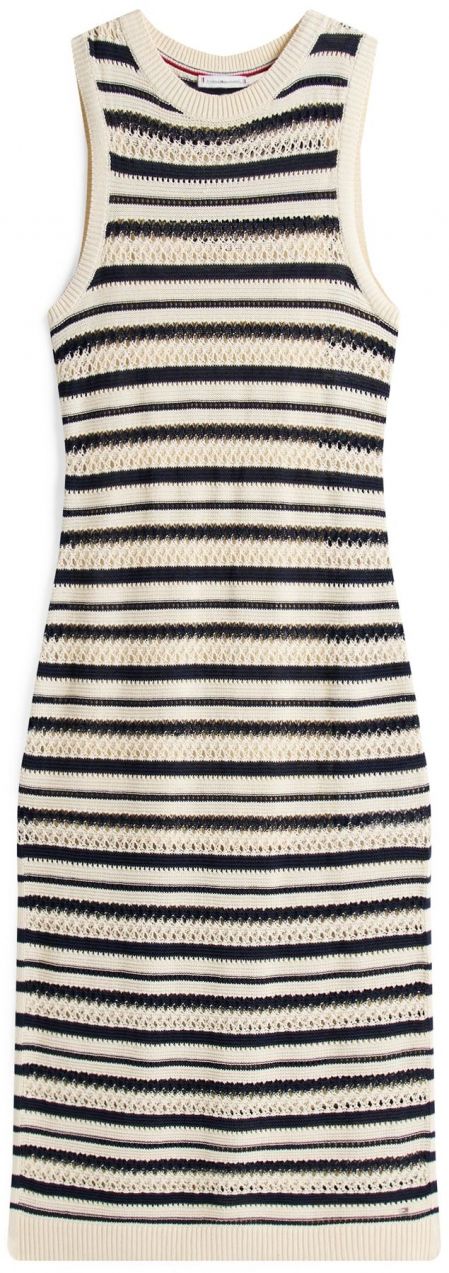 TOMMY HILFIGER Pletené šaty  svetlobéžová / námornícka modrá