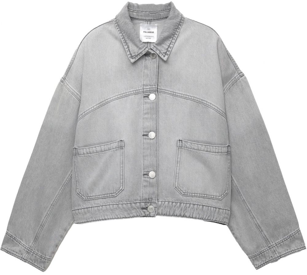 Pull&Bear Prechodná bunda  sivý denim