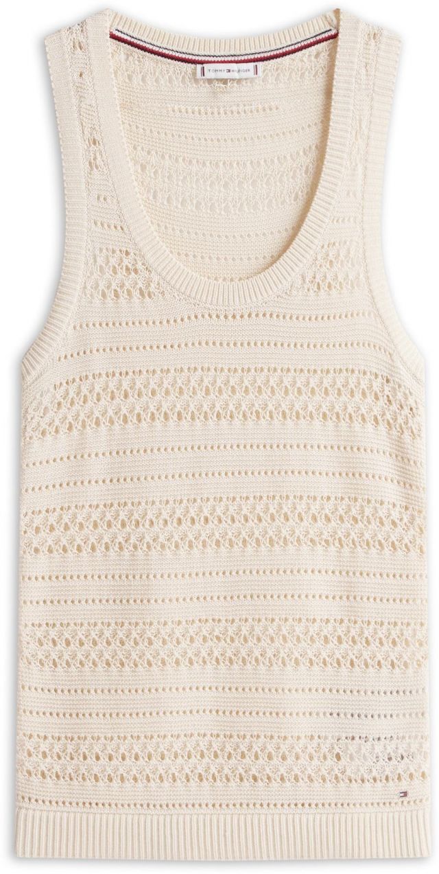 TOMMY HILFIGER Vyšívaný top  svetlobéžová