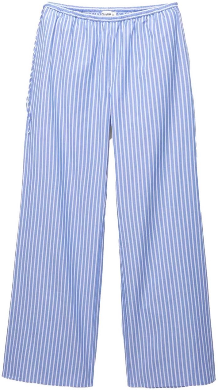 Pull&Bear Nohavice  modrá denim / biela