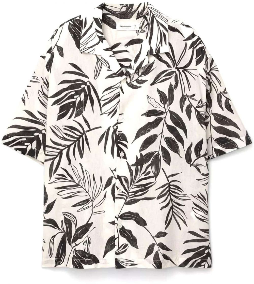Pull&Bear Košeľa  čierna / biela