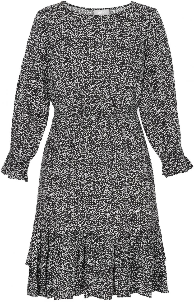 Usha Šaty 'Fashion Look'  čierna / biela
