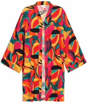 IZIA Kimono  žltá / zelená / červená / čierna