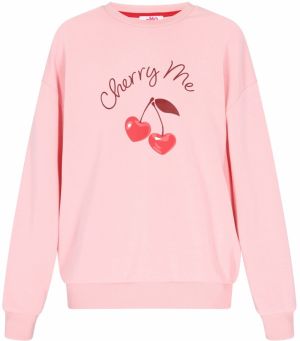 MYMO Mikina 'Comfy'  ružová / burgundská / čerešňová / biela
