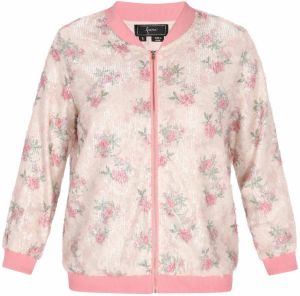 faina Prechodná bunda 'Fashion Look'  zelená / rosé / šedobiela
